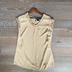 St John Silk Ruffle Sleeve Blouse | Gold | 10